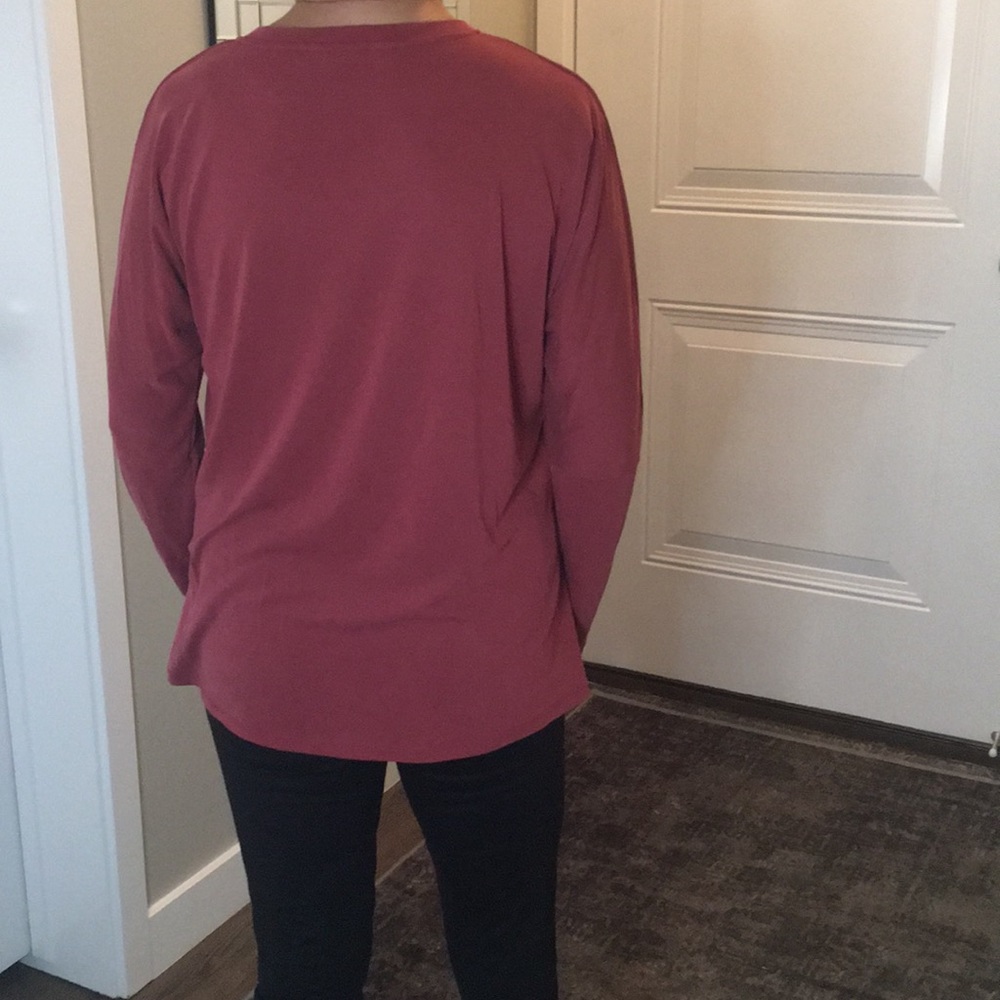 Maroon Blouse tie knit detail Long sleeve - Picture 4 of 7